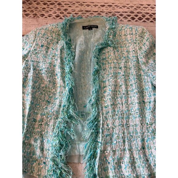 Mint Tweed Skirt Set | Fringe Trim Jacket & Mini Skirt | Matching Set - Picture 6 of 6